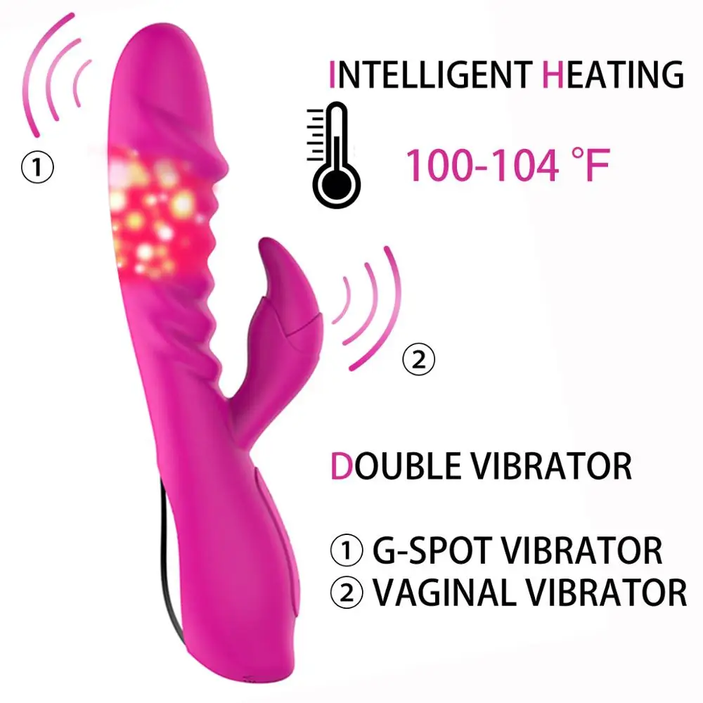 Вибратор Кролик Телескопический нагревательный стержень стимулятор для