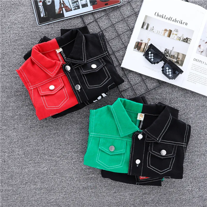 

Spring & Autumn Cowboy Boys Sets Korean Version Fashion Patchwork Kid 2-Piece Denim Print Casual Handsome Children's Clothing