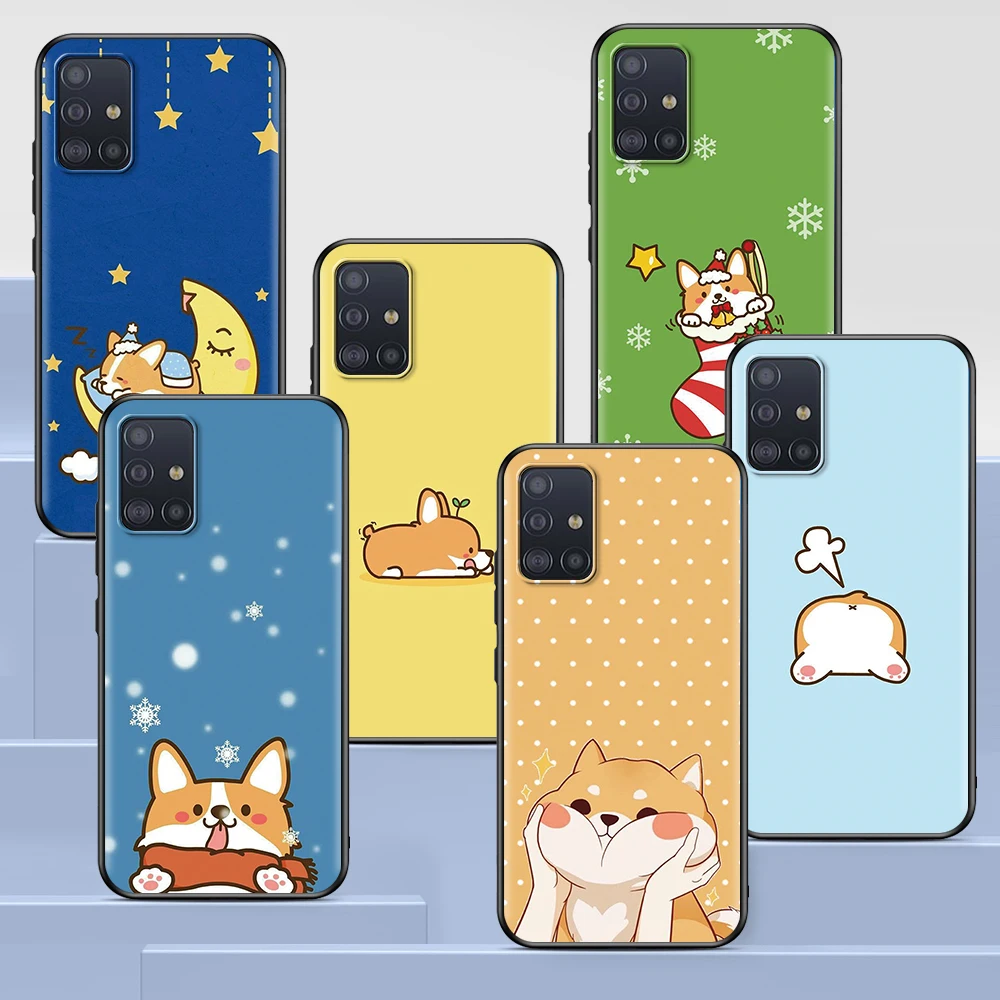 

Cute Corgi Cartoon Dog Case for Samsung Galaxy A51 A12 A21s A71 A52 A31 A32 A02s A72 A11 A41 A22 A01 A42 Black Soft Phone Cover
