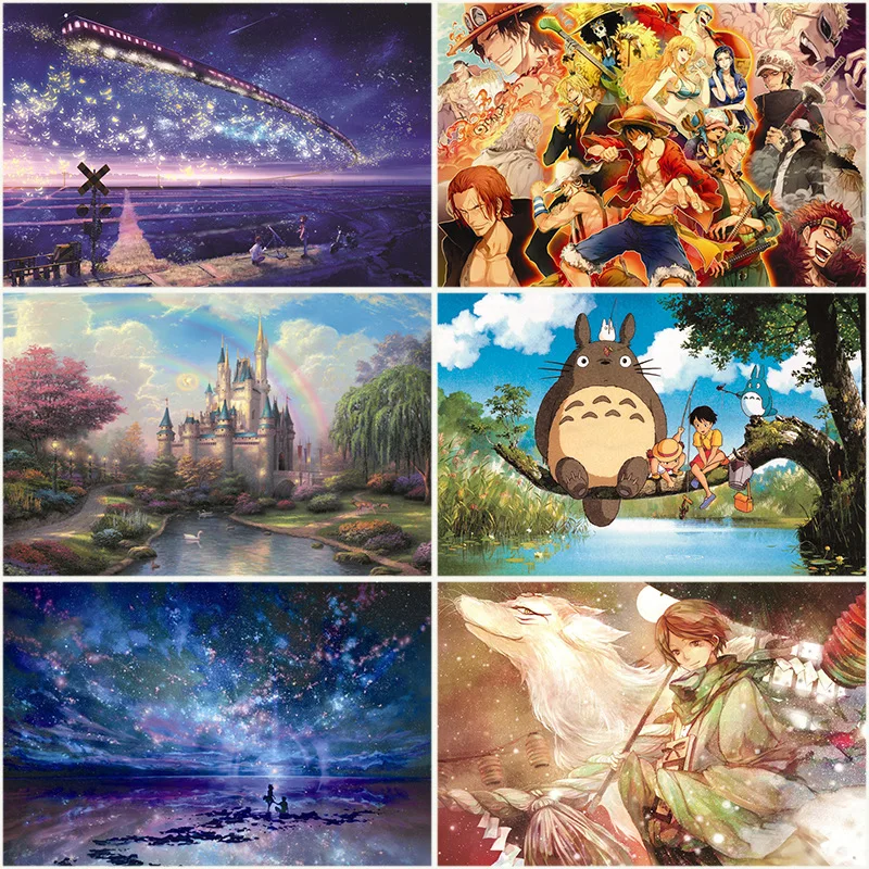 

1000pcs Cartoon Anime Large Puzzle Children Plane Paper Jigsaw Toy One Piece My Neighbor Totoro Adult Decompression Assembly Toy