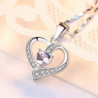 trendy swirl heart pendant chain silver color necklace women girls birthday engagement jewellery