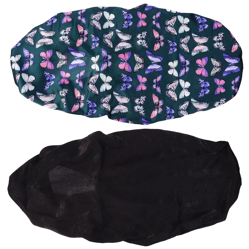 

1 Set 2Pcs Long Silk Sleeping Caps Beauty Salon Hat Hair Care Home Shower Caps