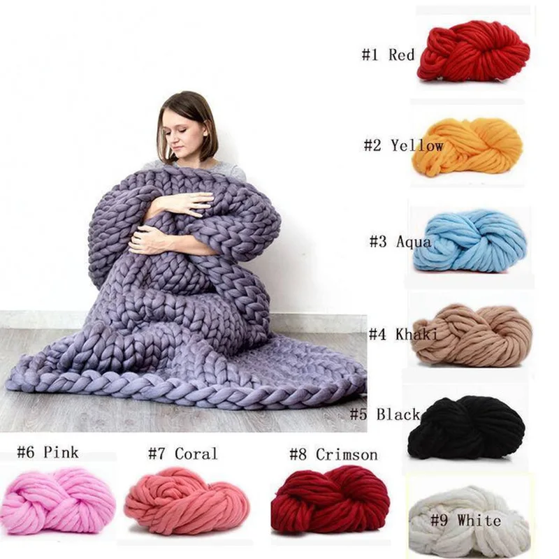 200*200cm Rapid transportation Fashion Hand Chunky Knitted Blanket Thick Yarn Bulky Knitting Throw Blankets Sofa | Дом и сад