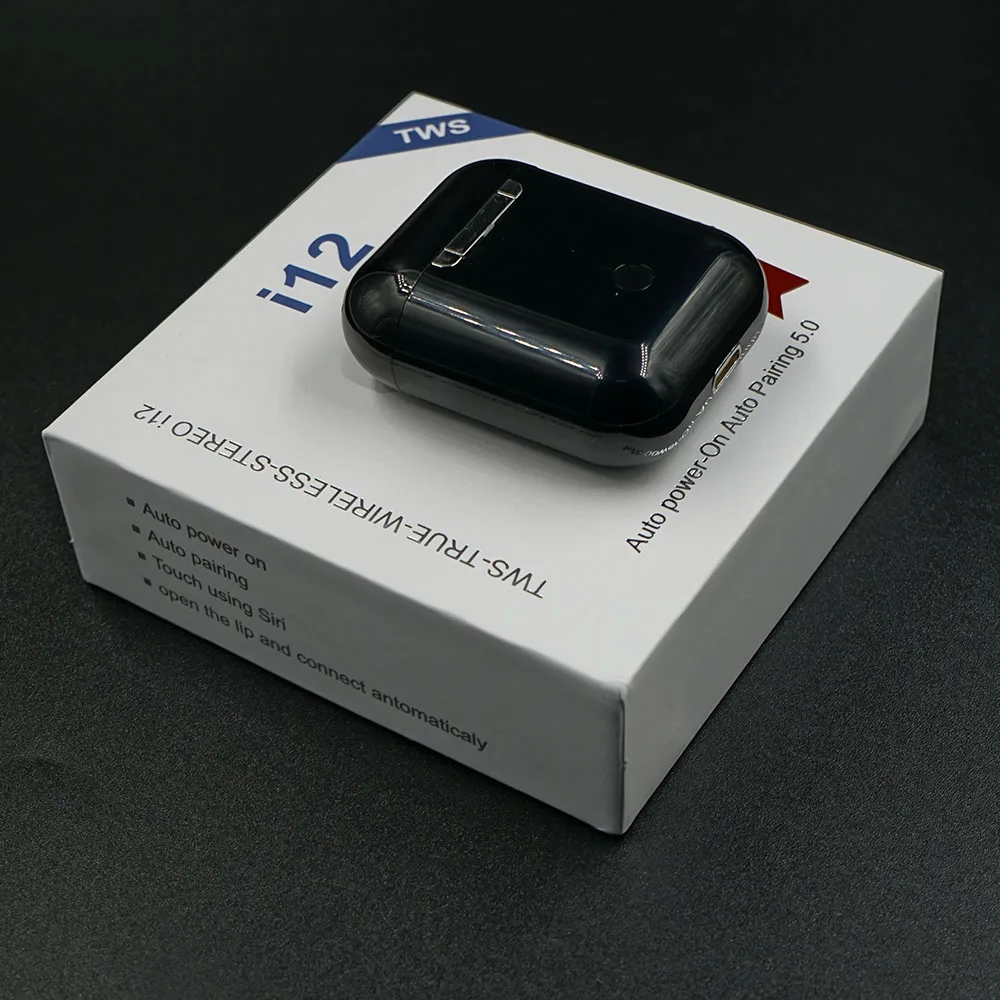 i12 B2 Black Наушники i12 tws с сенсорным управлением Bluetooth 5,0, беспроводные 3D наушники с супер басами, относительно i10 tws i20 tws i30 i60, наушники лучше - Цвет: i12 B2 Black