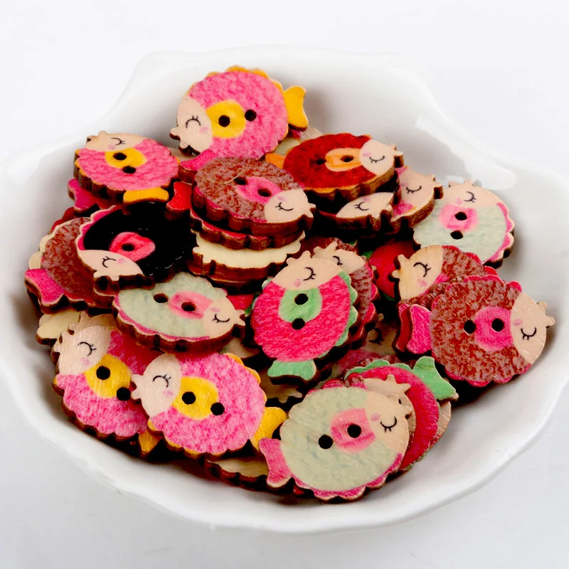 30 шт. 2 отверстия смешанные милые рыбки деревянные кнопки подходят для шитья и