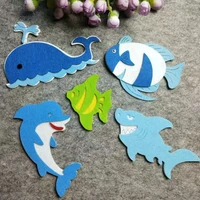 xicc blue whale fish handmade diy felt fabric wall stickers dolphin shark handwork decoration non woven kids education felt pads