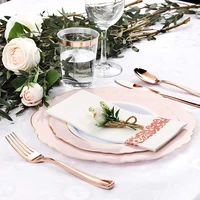 25 75pcs pink gold plastic plates disposable rose plastic cutlery special for bridal shower wedding birthday christmas party