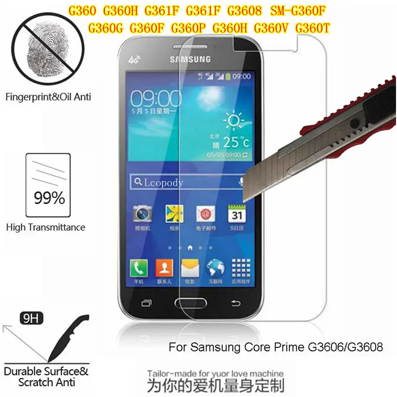 

Tempered glass for Samsung Galaxy Core prime G361 G360 G360H G361F G361F G3608 sm-g361h sm-g360h win 2 duos glas sklo an mobil