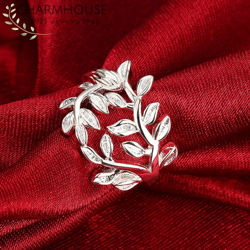 Женское кольцо серебряного цвета с открытыми листьями | Украшения и аксессуары