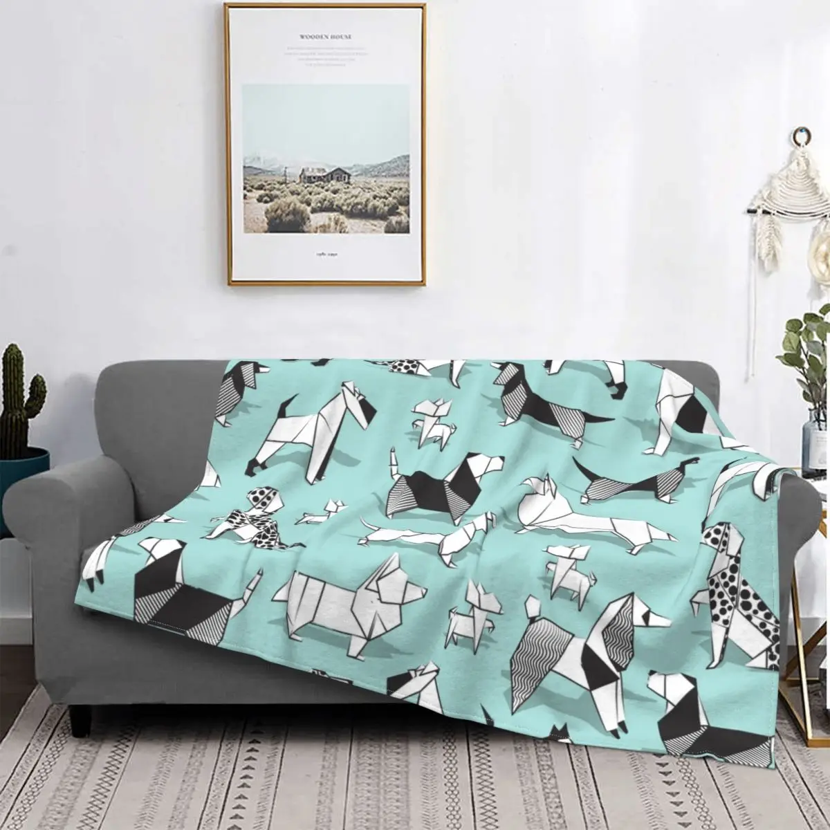 

Origami Doggie Friends Blanket Dog Pet Puppy Animal Plush Thick Soft Flannel Fleece Throw Blanket For Bedding Bedspread Quilt