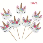 Лидер продаж 2022, 24 шт., топперы для торта в виде единорога, для вечерние ринки, дня рождения, вечеринки, детского праздника, для свадьбы, капкейка, для домашней вечеринки