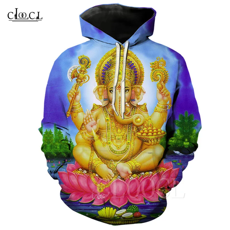 

New Autumn Winter Hoody Top Hoodie Men/Women Sportswear Print 3D Hindu Elephant-headed God of Wisdom Lord Ganesha Hip Hop Hoodie