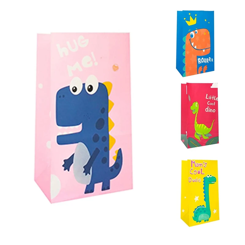 

Promotion! 50Pcs Cartoon Dinosaur Candy Bag Little Cool Dino Porpcorn Bag Roar Jungle Dessert Bag Dinosaur Theme Party Gift Bag