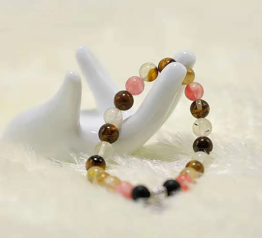 

Fashion Beaded Bracelet 8mm Color Natural Stone Bracelet Cute Dog Footprint Peach Heart Pendant Bracelet Boy Girl Party Birthday
