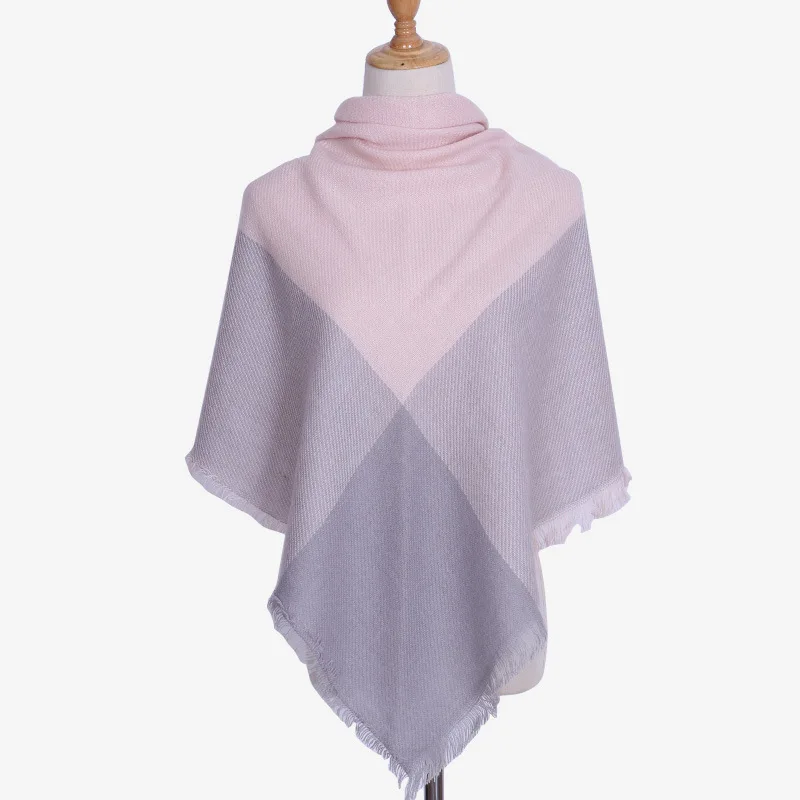 Треугольный осенне зимний женский шерстяной клетчатый шарф для женщин