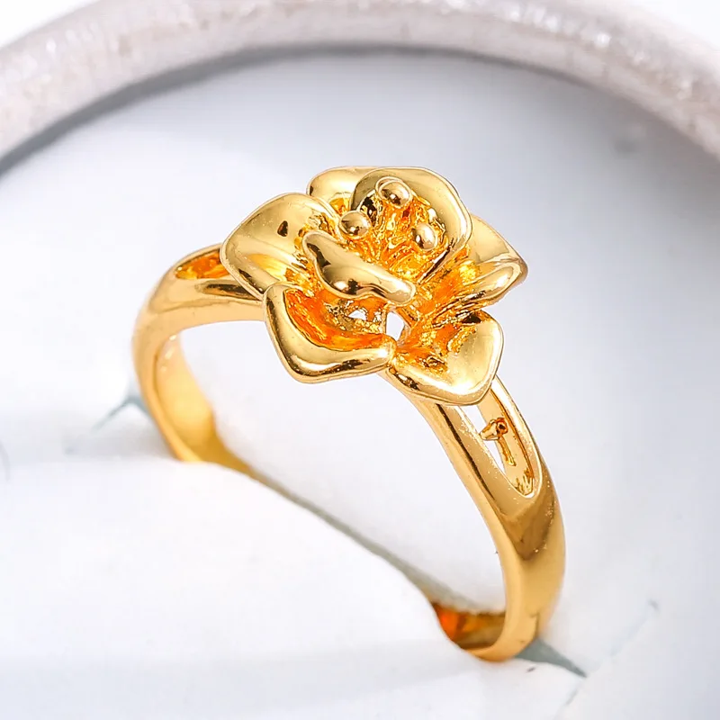 

Milangirl Luxury Creative Exaggeration Gold Colors Flowers Shape Exquisite Rings for Women Elegant Engagement Ring Jewelry Gift