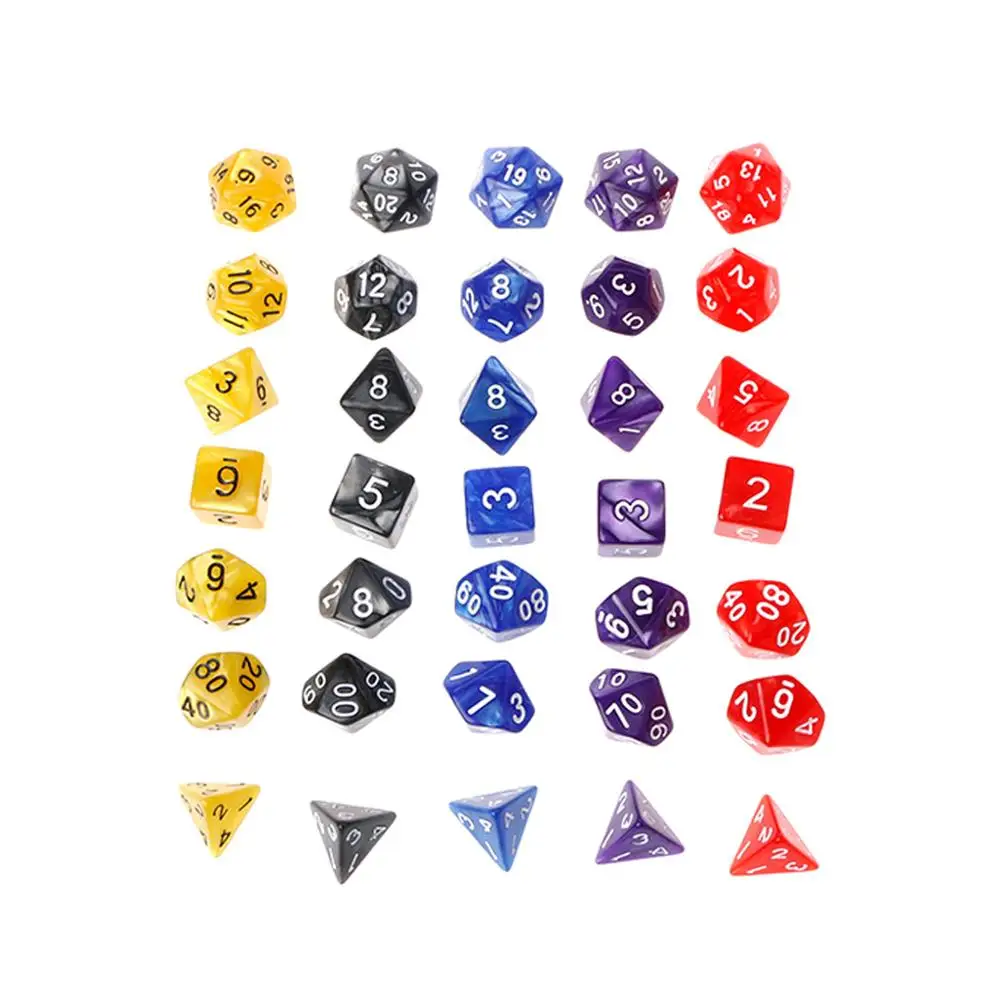 7 шт. многогранные кости белые цифры для Dragon Pathfinder D20 D12 2xD10 D8 D6 D4 M5TC | Спорт и