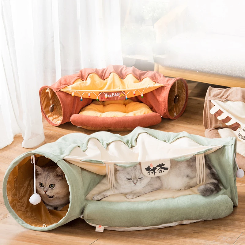 

Pet Cats Tunnel Interactive Play Toy tunnels Indoor Toys Mobile Collapsible Ferrets Rabbit Bed Kitten Exercising Products