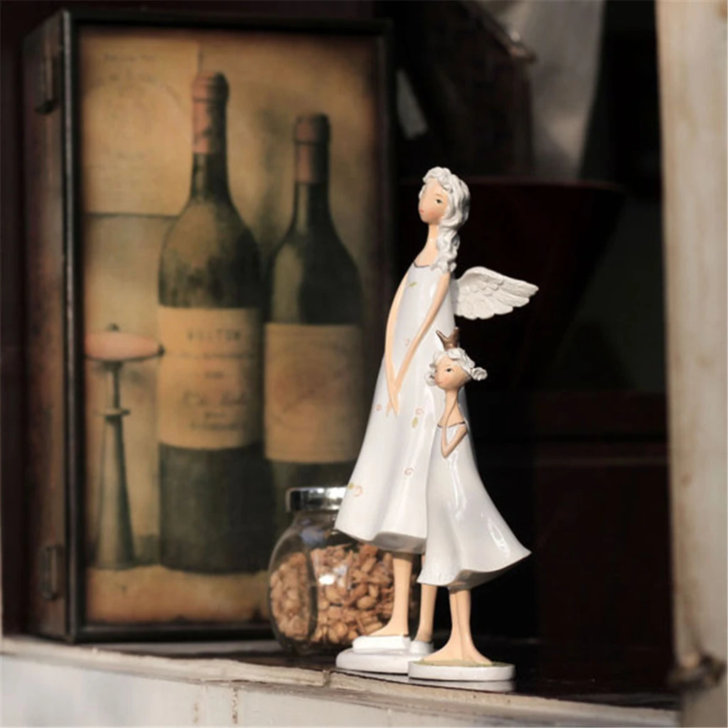 

Статуэтки ангелов из смолы, скульптура для матери и дочери, украшение для домашнего стола, подарок на день матери, день рождения, Пасху, свад...