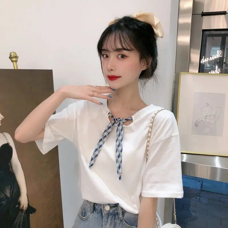 

Women T shirt Tumblr Women's T-shirt 2021 Summer O-neck Cotton Graphic White