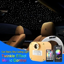 16W Car LED Interior Lights Starry Sky Ceiling Light Roof Star Fiber Optic  Twinkle Effect Lamp Car modification Bluetooth DIY