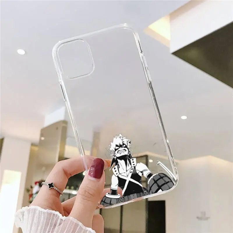 

Anime My Hero Academia deku bakugou Phone Case Transparent for iPhone 6 7 8 11 12 s mini pro X XS XR MAX Plus SE cover funda
