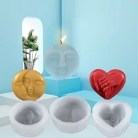silicone resin mold diy handmade products round abstract face candle mold sun moon valentines day love handmade soap mold