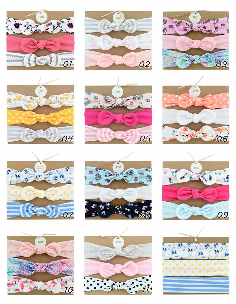 3 шт. Детские эластичные ленты для волос MIXIU|baby hair accessories set|newborn turbankids style |
