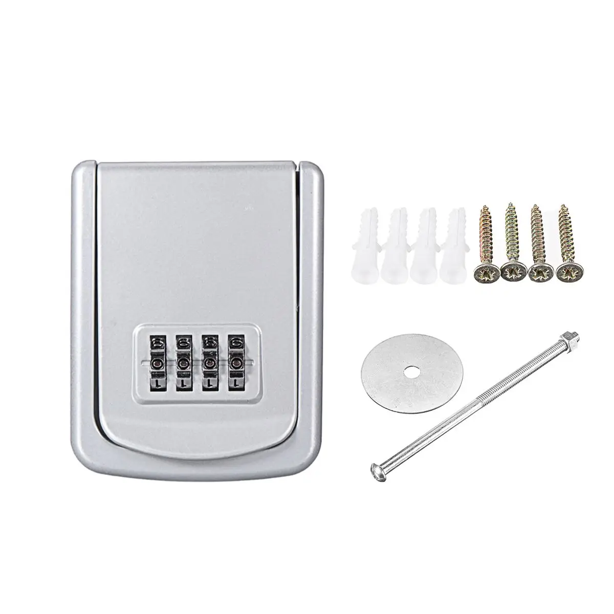 

Key Lock Box Wall Mounted Zinc Alloy Key Safe Box Weatherproof 4 Digit Combination Key Storage Lock Box Indoor Outdoor
