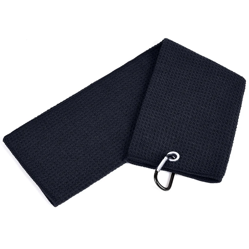 

A5KC Golf Towel 12"×20" Tri-fold Microfiber Waffle with Carabiner Clip for Golf Sport