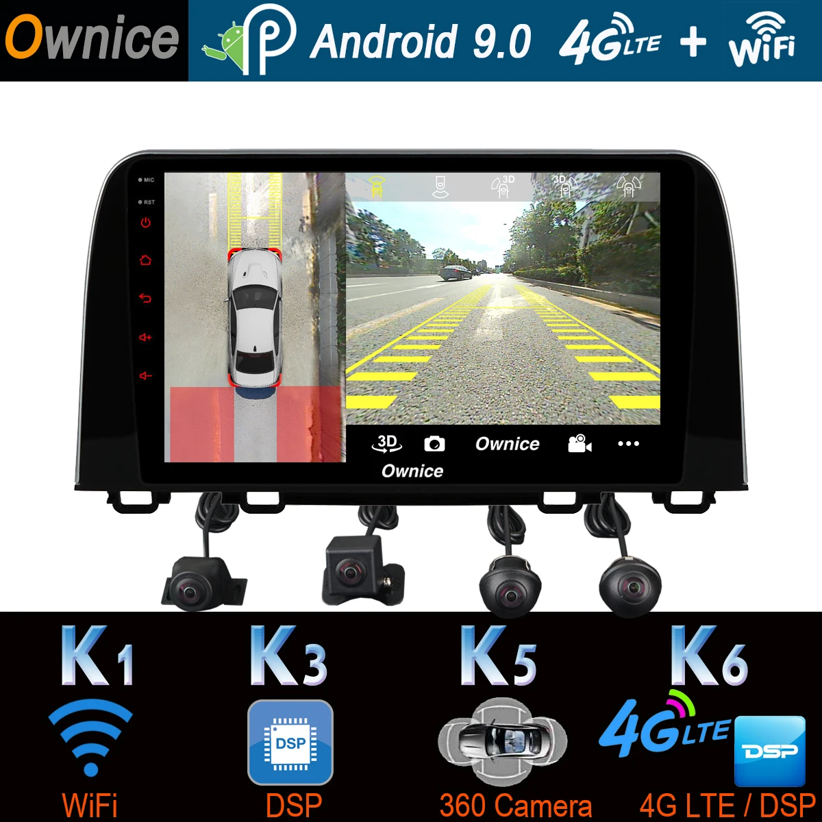 360 ° 4 × DVR камера 1 Din Android 9 0 4G + 64G SPDIF DSP CarPlay Автомобильный мультимедийный GPS радио
