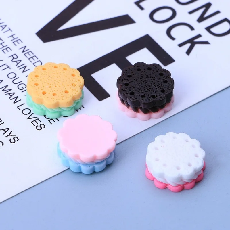 

10Pc Fake Biscuit Resin Cabochon Flatback Double Color Simulation Food DIY Scrapbooking Embellishment Decoration Craft Accessory