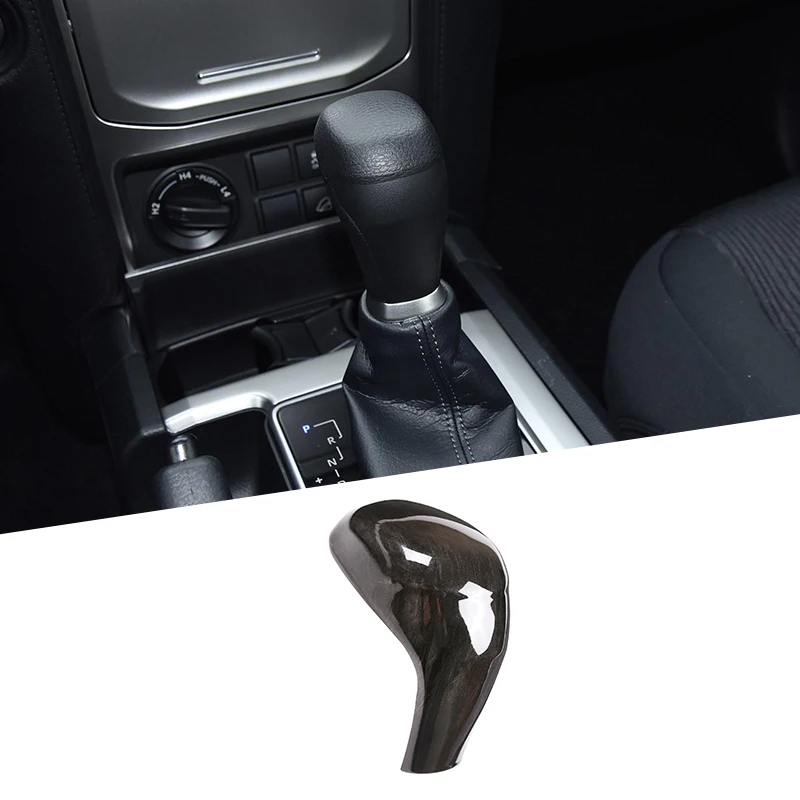 

For Toyota Land Cruiser Prado 150 2018 FJ150 ABS Black Wood Grain Gear Shift Head Cover Trim Car Accessories