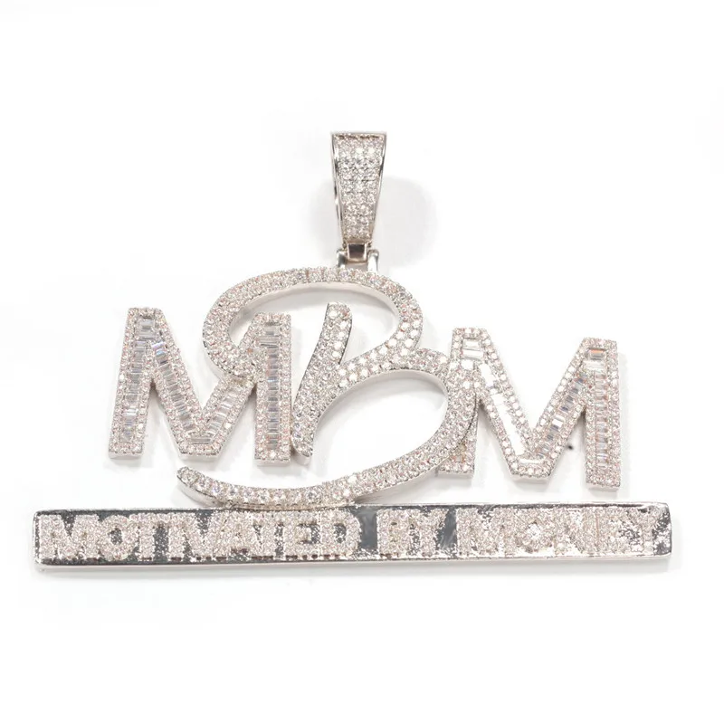 

New Iced Out Letter MBM Pendant Necklace Pave Full CZ Zircon Fashion Designer Motivated By Money Hip Hop Rapper Jewelry Gifts