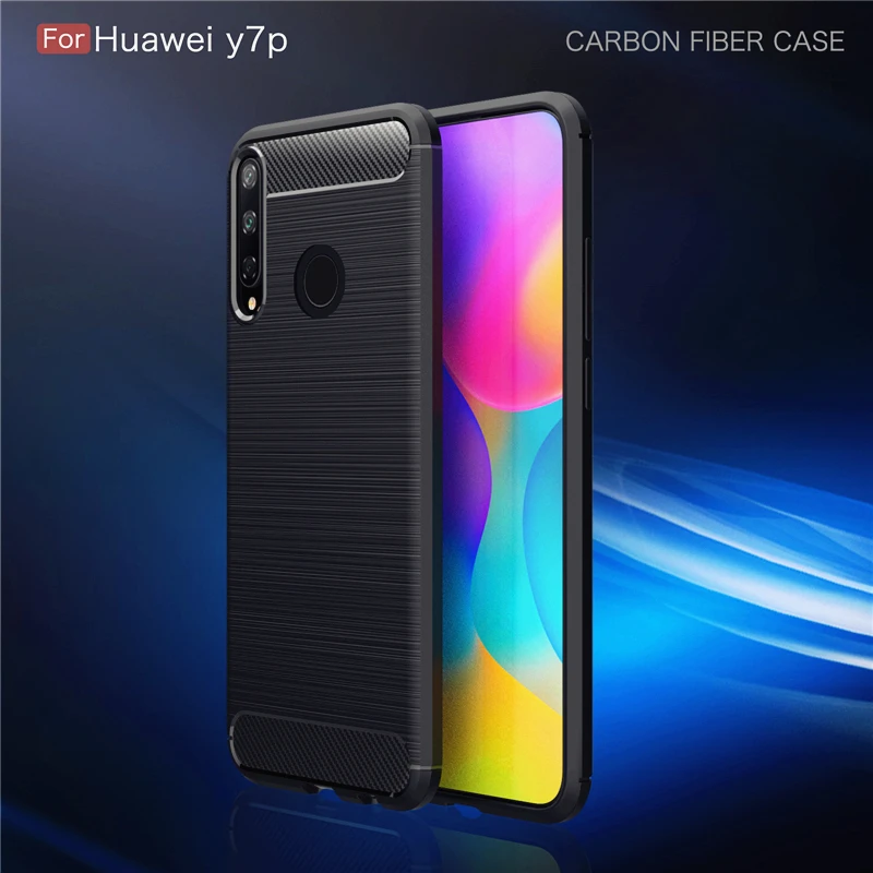 

Для Huawei Y7p чехол из углеродного волокна противоударный силиконовый чехол в деловом стиле для Huawei Y7p чехол для Huawei Y7p