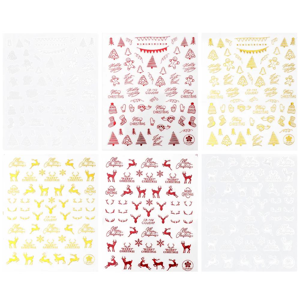 6 шт. новогодние наклейки для ногтей | Красота и здоровье