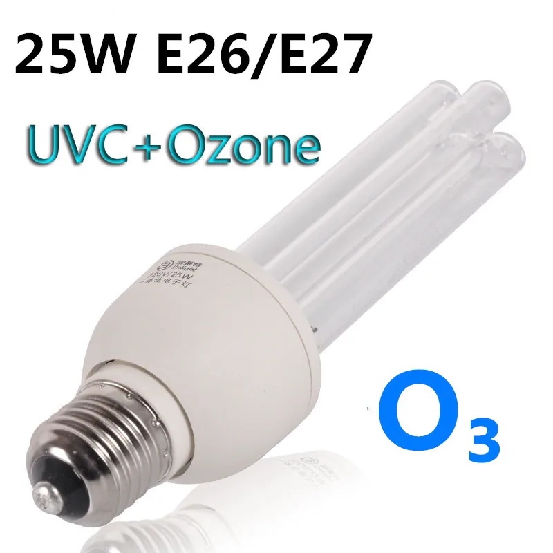25W Ozone bulb Таймер Пульт дистанционного управления Комплект w/UV кварцевый бактерицидный светильник Настольная лампа 25 Вт, дезинфицирует озон и бесплатно, США или ЕС вилка, защита от блокировки - Мощность в ваттах: 25W Ozone bulb