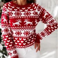 2021 autumn winter new knitted sweater female christmas elk long sleeve knitted sweater woman sweaters