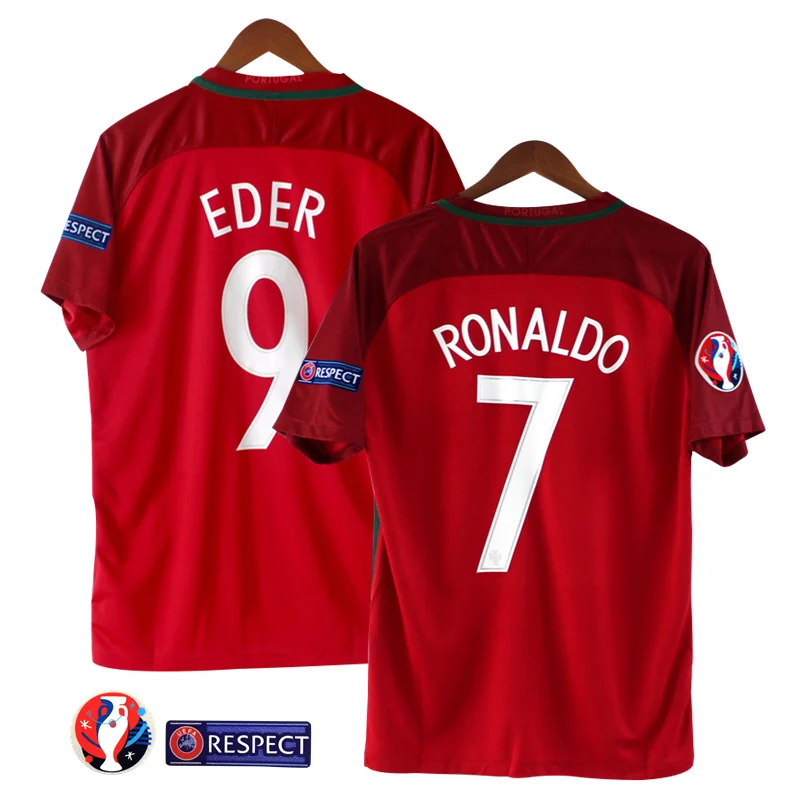 

2016 RETRO FOOTBALL SOCCER JERSEYS SHIRT HOME RED RONALDO EDER CAMISA DE TIOME CAMISETA FUTBOL IN STOCK