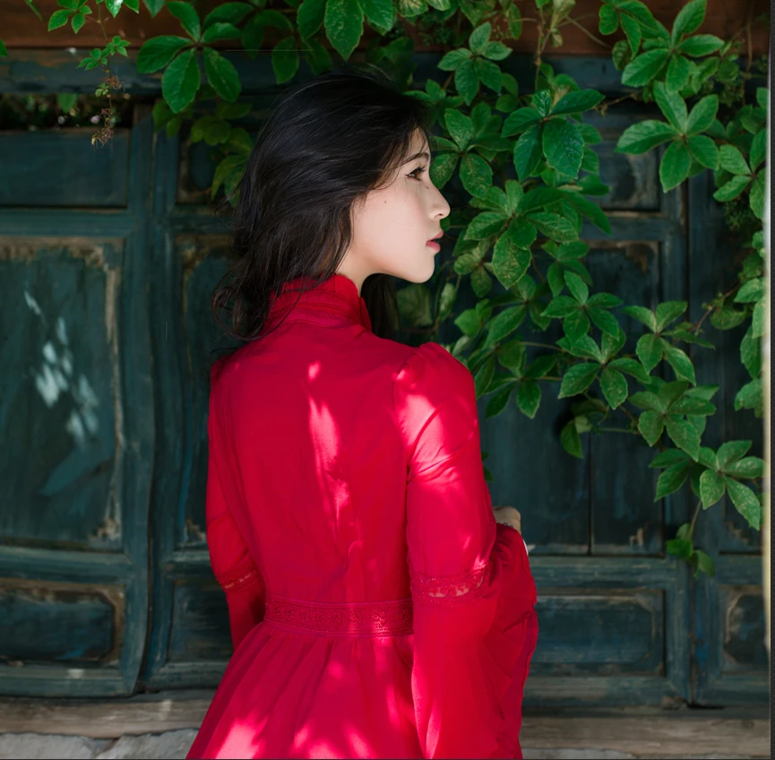 Женское винтажное шифоновое платье макси Красное длинное вечернее вечерние