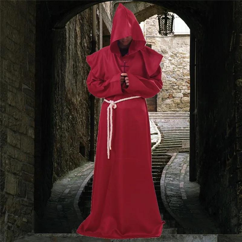 Halloween Christmas Cloak Cape Men Women Long Dress Coats Monk Cowl Robe Wizard Friar Priest Fancy Cosplay Costume | Дом и сад