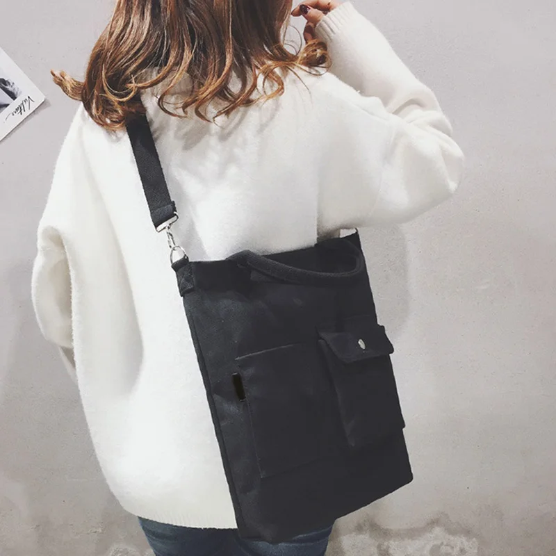 Женская вместительная сумка через плечо холщовая повседневная женская для