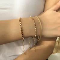 fashion geometric simple bracelet for women gold color thick curb cuban link chain charm bangle bracelets chains punk jewelry