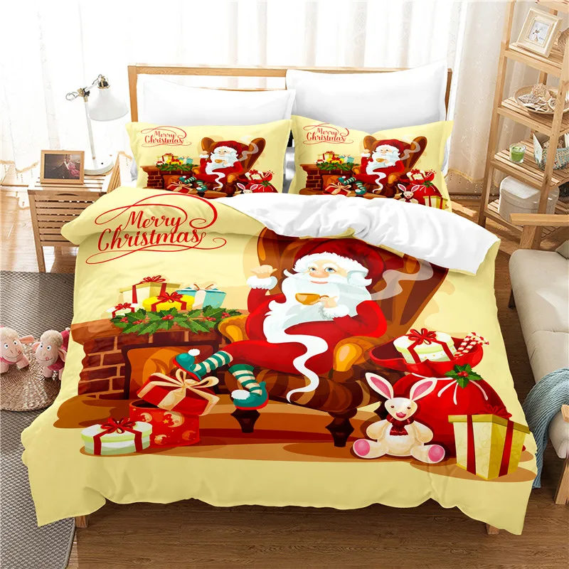 

Weihnachten Überraschung Bettbezug-set 3d Digitaldruck Bett Leinen Mode Design Tröster Abdeckung Bettwäsche-sets Bett Set
