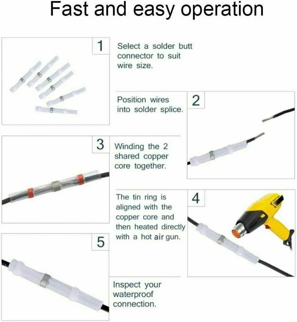 1000 шт. AWG24-26 тепла клемма с термоусадочной изоляцией изолированный Батт