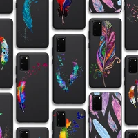 feathers case for samsung galaxy s21 a51 s20 a50 a71 a70 a12 a21s s10 s9 s8 a20 a30 s10e note 20 10 plus ultra lite black tpu