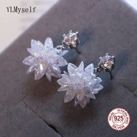pretty real sterling silver drop earrings ice snowflake shiny zircon crystal 925 fine jewelry for women