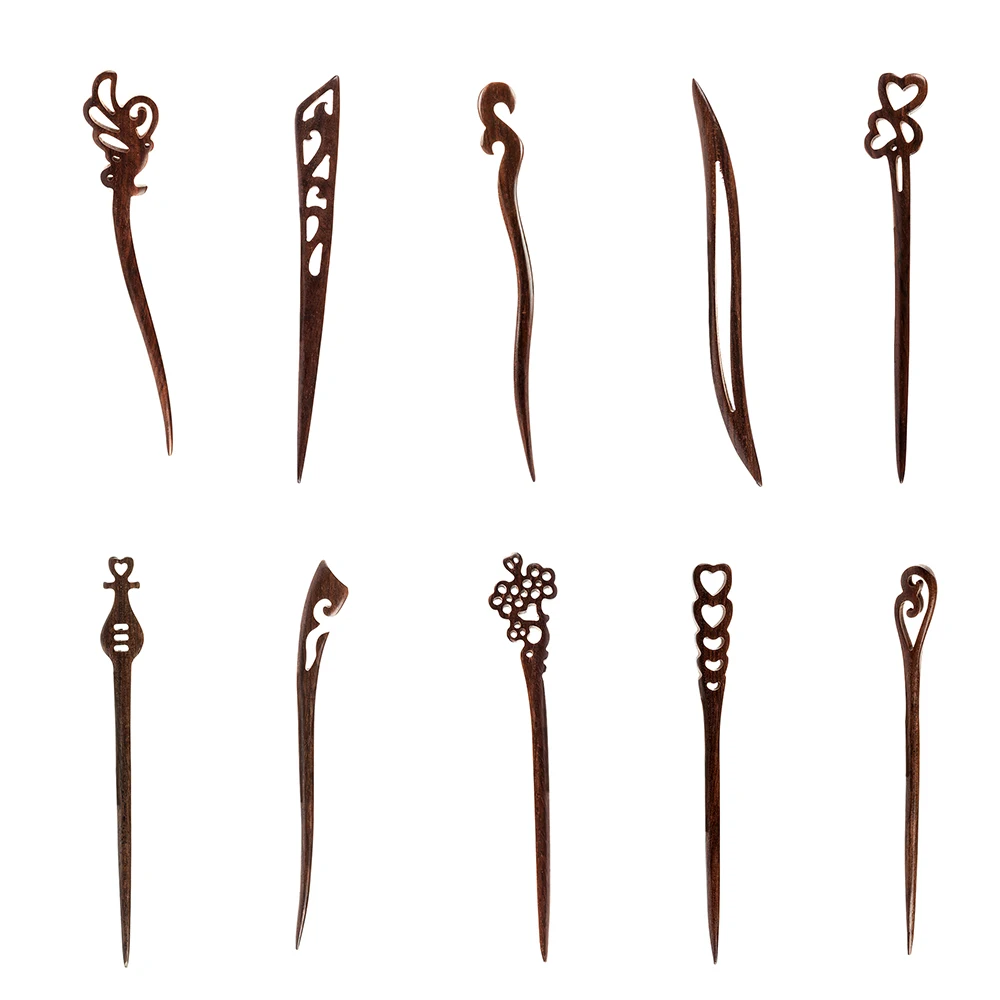 Деревянная резная заколка для волос ручной работы Китайская традиционная