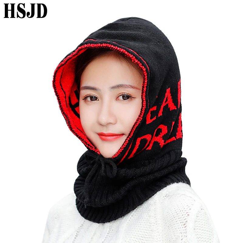 2019 Повседневная Балаклава с буквенным принтом трикотажный зимний шарф шапки для