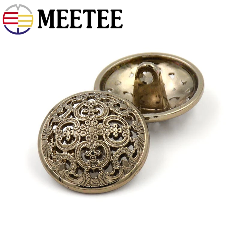 20 штук Meetee 15/18/20/23/25 мм Полой Металлической Кнопки Круглый пальто Верхняя одежда на пуговицах для Костюмы швейный Декор Аксессуары DIY Материал ремесло